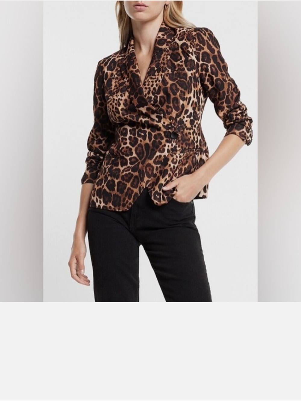 Express Bold Leopard Print Blazer Jacket Size 14
